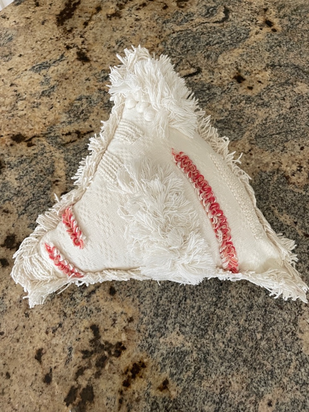 Triangle Fringe Throw Pillow with Pink Accent